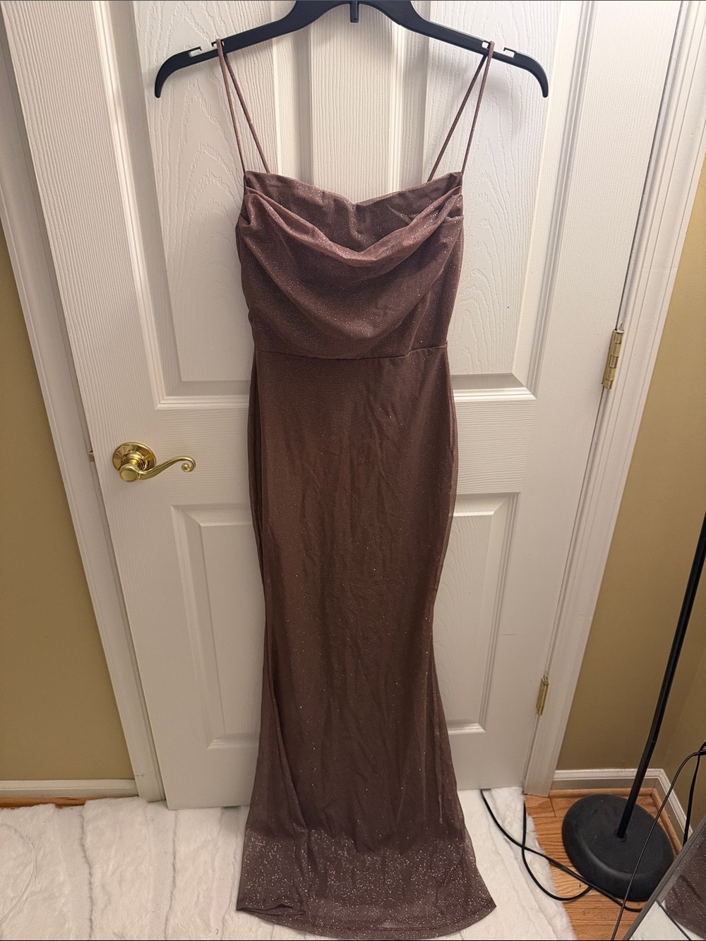 Windsor Brown Sparkle Cowl Neck Maxi Dress